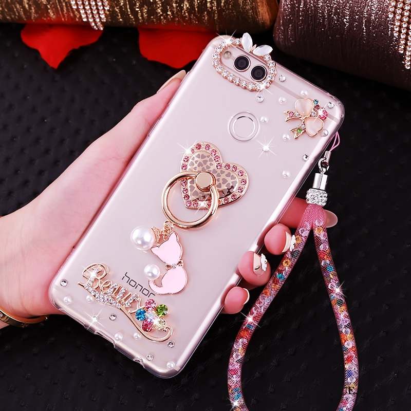 Huawei Y6 Pro 2017 Strass Rose Coque De Téléphone Protection Silicone Étui