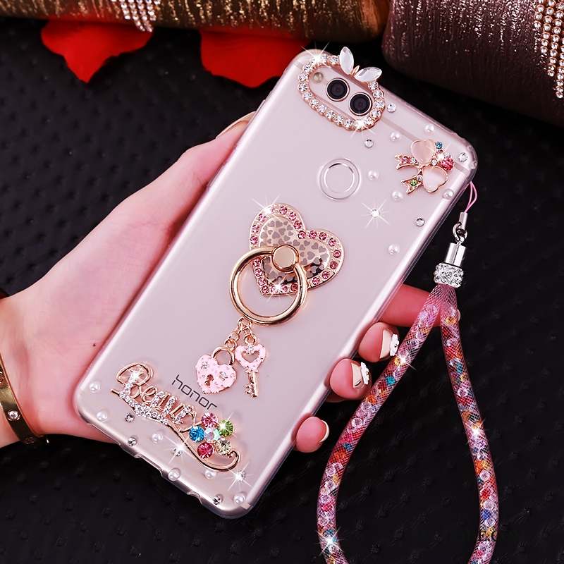 Huawei Y6 Pro 2017 Strass Rose Coque De Téléphone Protection Silicone Étui