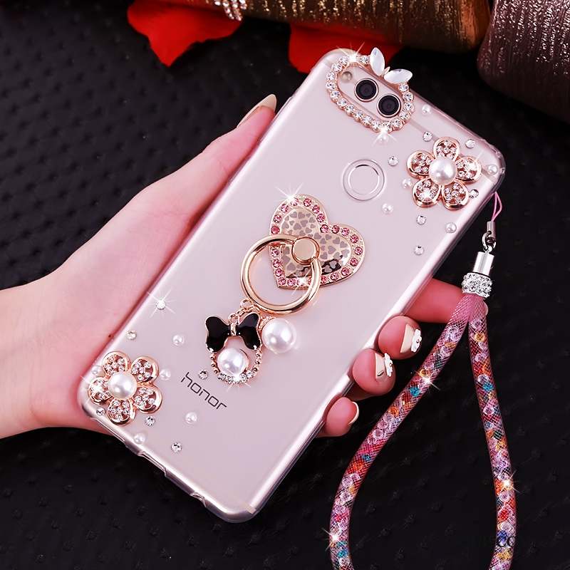 Huawei Y6 Pro 2017 Strass Rose Coque De Téléphone Protection Silicone Étui