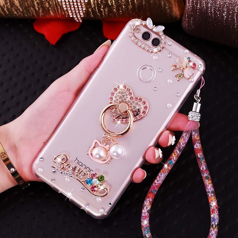 Huawei Y6 Pro 2017 Strass Rose Coque De Téléphone Protection Silicone Étui