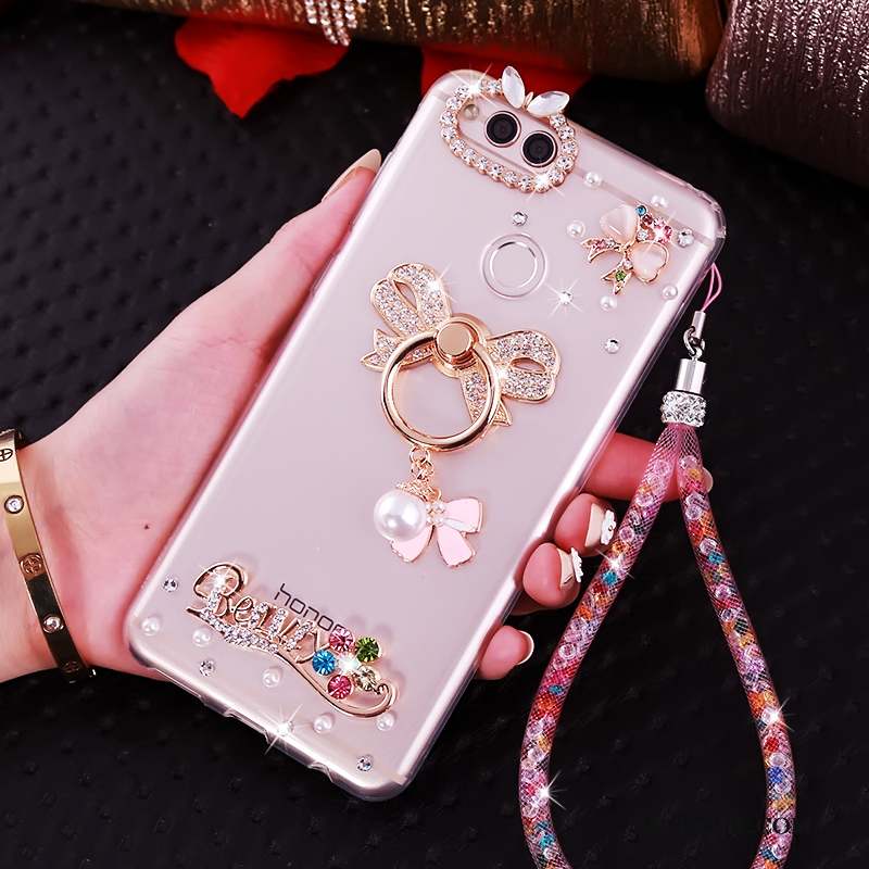 Huawei Y6 Pro 2017 Strass Rose Coque De Téléphone Protection Silicone Étui