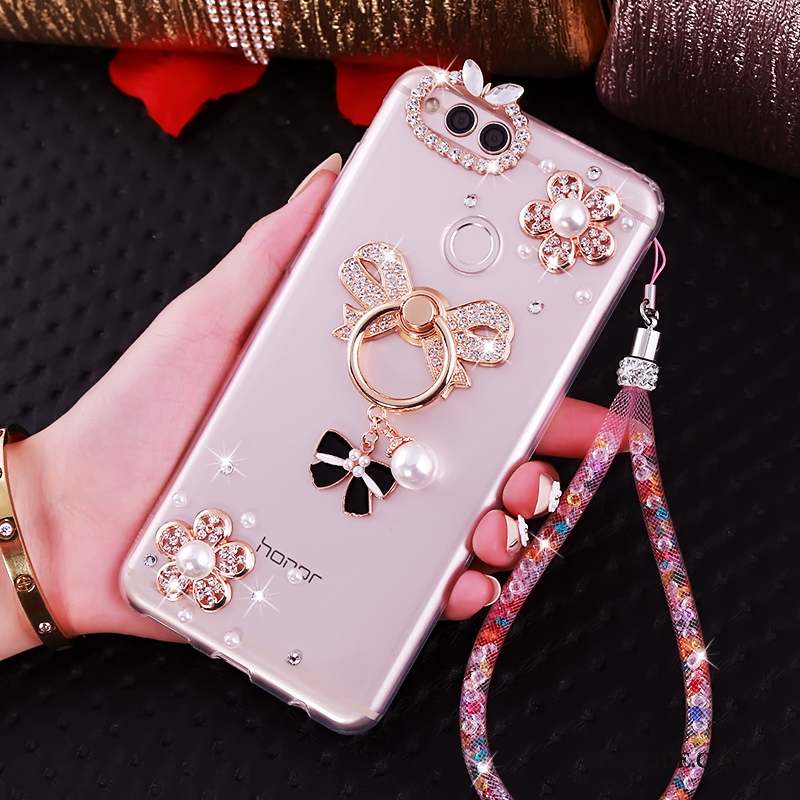 Huawei Y6 Pro 2017 Strass Rose Coque De Téléphone Protection Silicone Étui