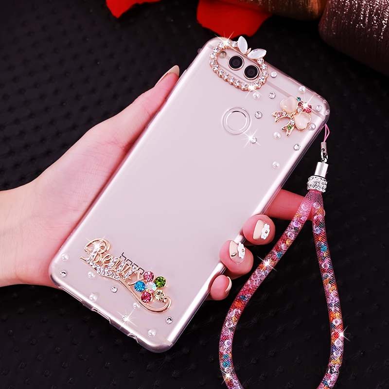 Huawei Y6 Pro 2017 Strass Rose Coque De Téléphone Protection Silicone Étui