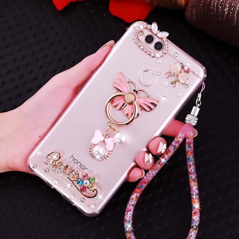 Huawei Y6 Pro 2017 Strass Rose Coque De Téléphone Protection Silicone Étui