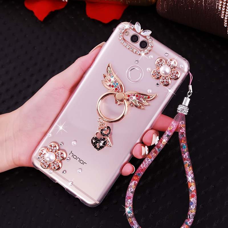Huawei Y6 Pro 2017 Strass Rose Coque De Téléphone Protection Silicone Étui
