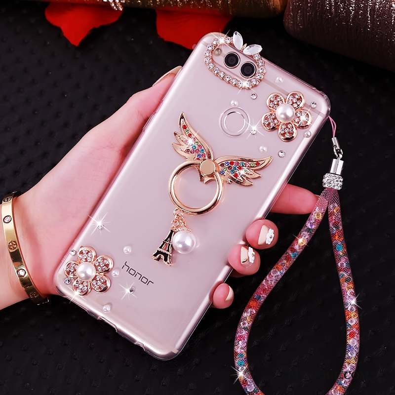 Huawei Y6 Pro 2017 Strass Rose Coque De Téléphone Protection Silicone Étui