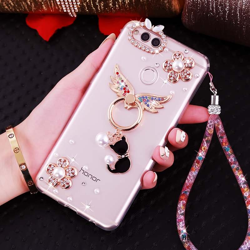 Huawei Y6 Pro 2017 Strass Rose Coque De Téléphone Protection Silicone Étui