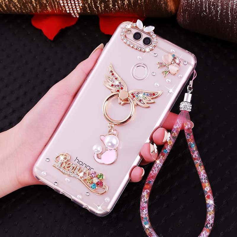 Huawei Y6 Pro 2017 Strass Rose Coque De Téléphone Protection Silicone Étui