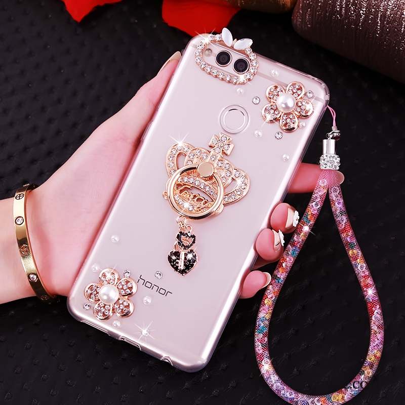 Huawei Y6 Pro 2017 Strass Rose Coque De Téléphone Protection Silicone Étui