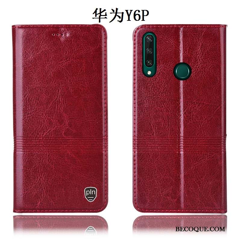 Huawei Y6p Tout Compris Housse Modèle Fleurie Coque De Téléphone Cuir Véritable Incassable