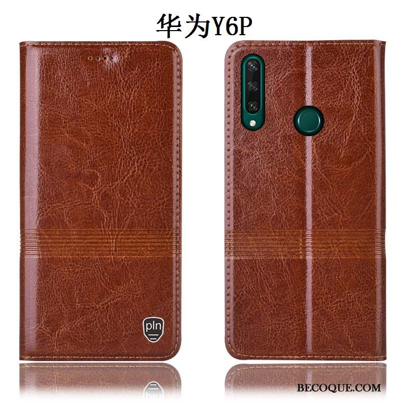 Huawei Y6p Tout Compris Housse Modèle Fleurie Coque De Téléphone Cuir Véritable Incassable