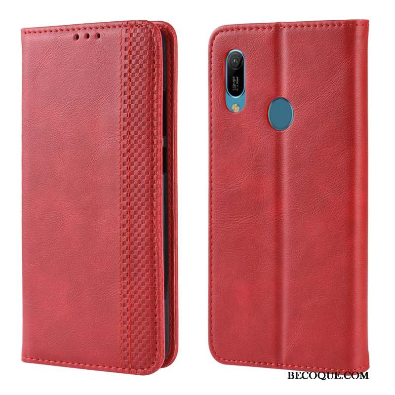 Huawei Y6s Coque De Téléphone Incassable Étui En Cuir Protection Noir Boucle Magnétique