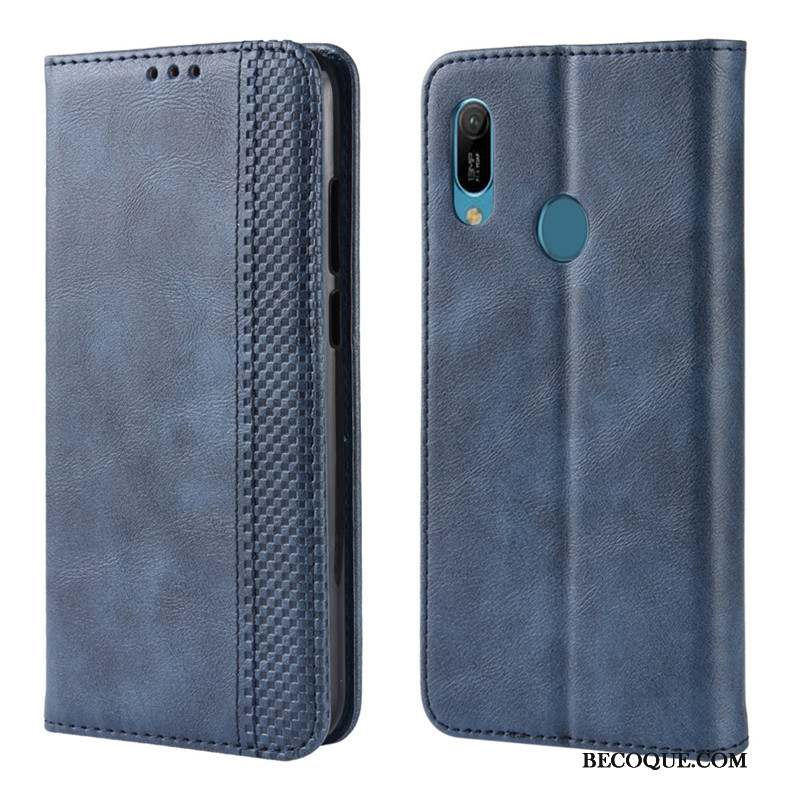 Huawei Y6s Coque De Téléphone Incassable Étui En Cuir Protection Noir Boucle Magnétique