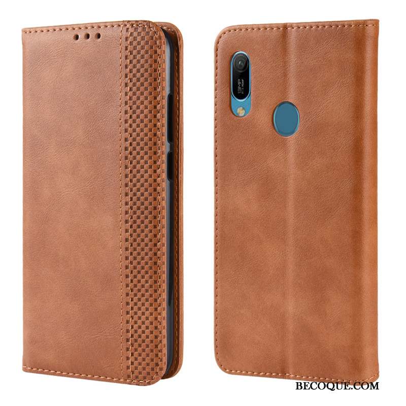 Huawei Y6s Coque De Téléphone Incassable Étui En Cuir Protection Noir Boucle Magnétique