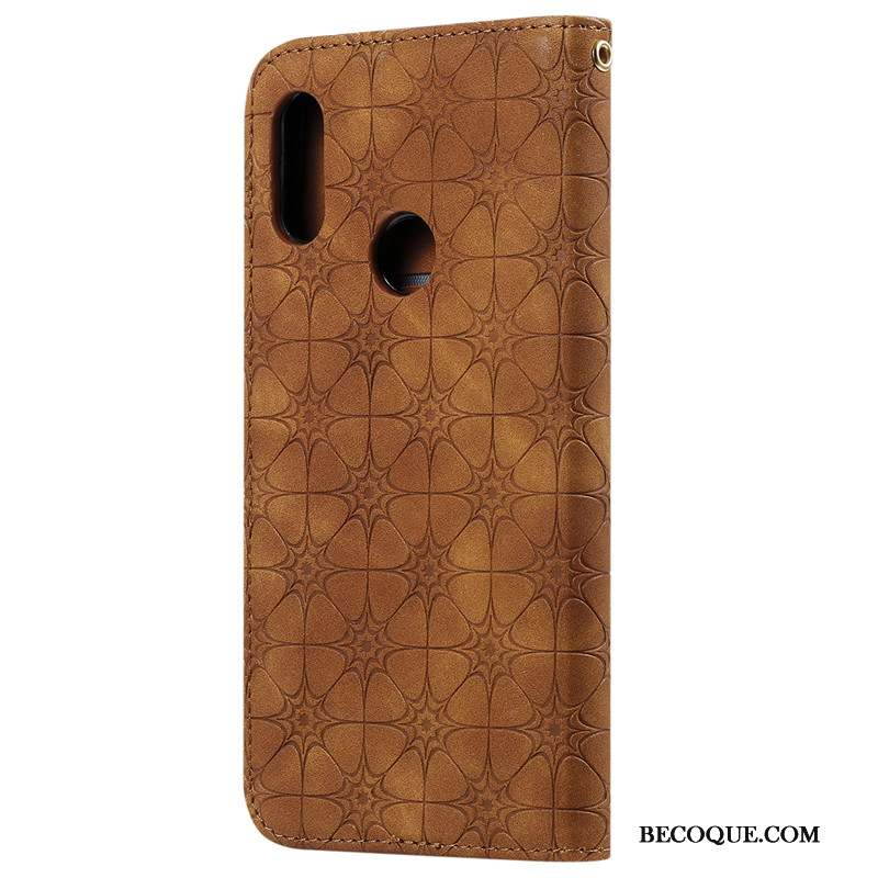 Huawei Y6s Coque En Relief Similicuir Gaufrage Étui Vert Ornements Suspendus