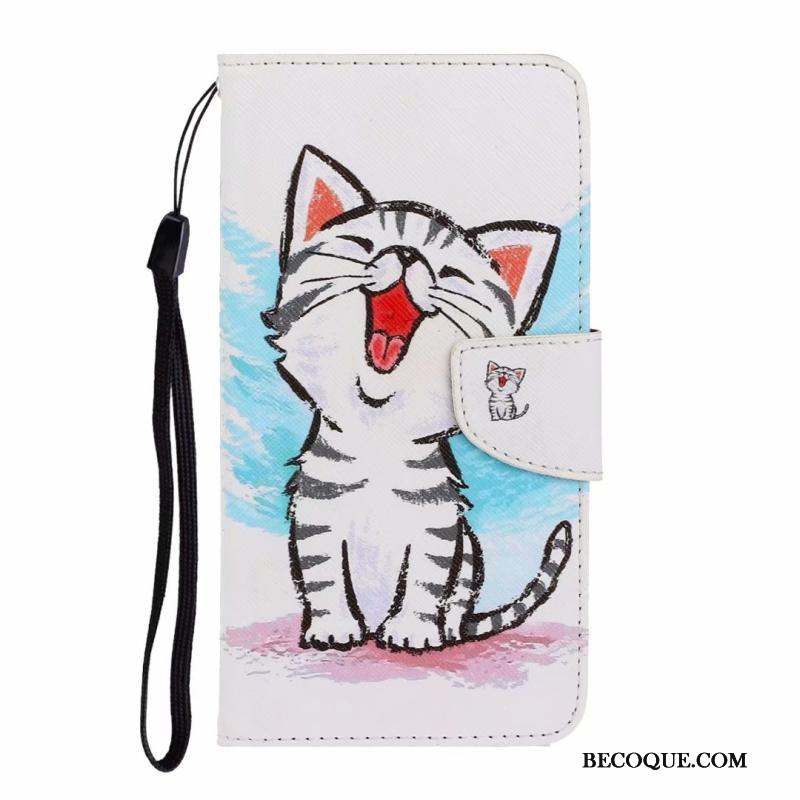 Huawei Y6s Protection Coque De Téléphone Clamshell Bleu Chat Étui