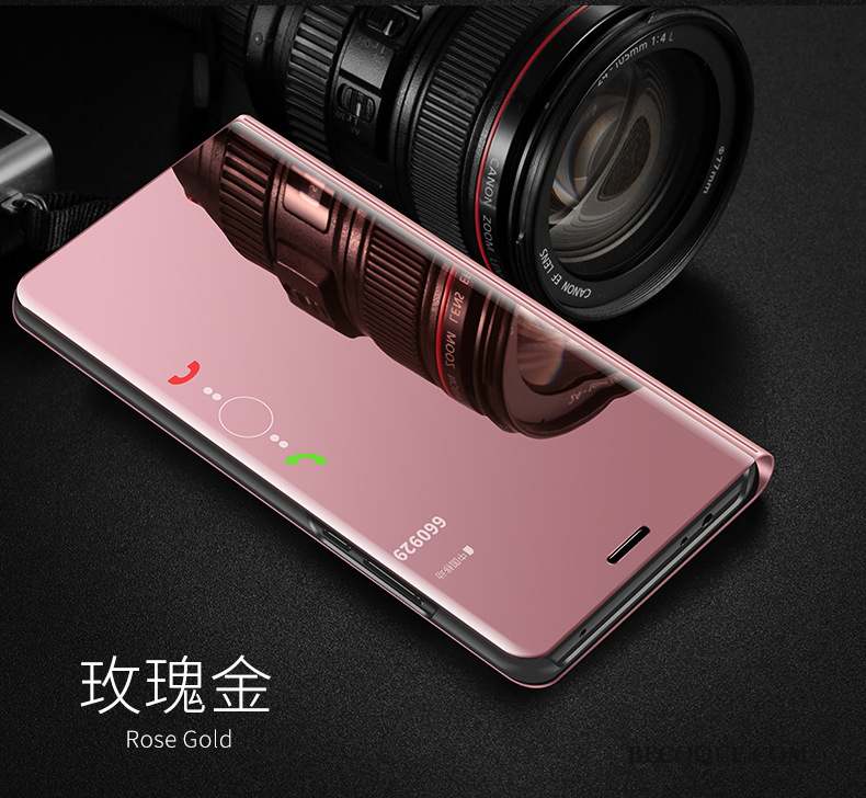 Huawei Y7 2018 Bleu Étui Coque De Téléphone Étui En Cuir Miroir Housse