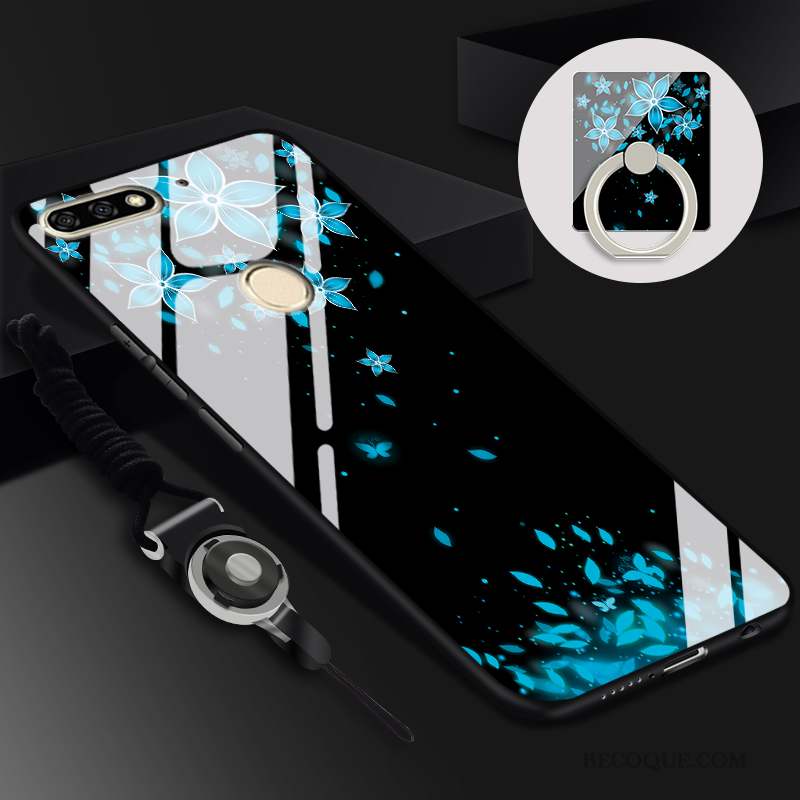 Huawei Y7 2018 Coque Étui Ornements Suspendus Anneau Protection Téléphone Portable Noir