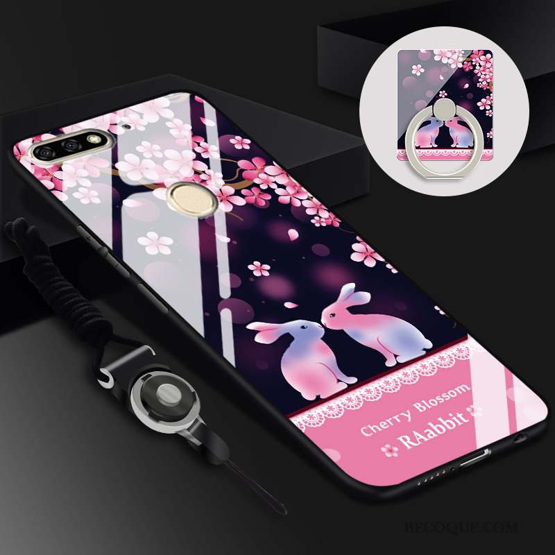 Huawei Y7 2018 Coque Étui Ornements Suspendus Anneau Protection Téléphone Portable Noir