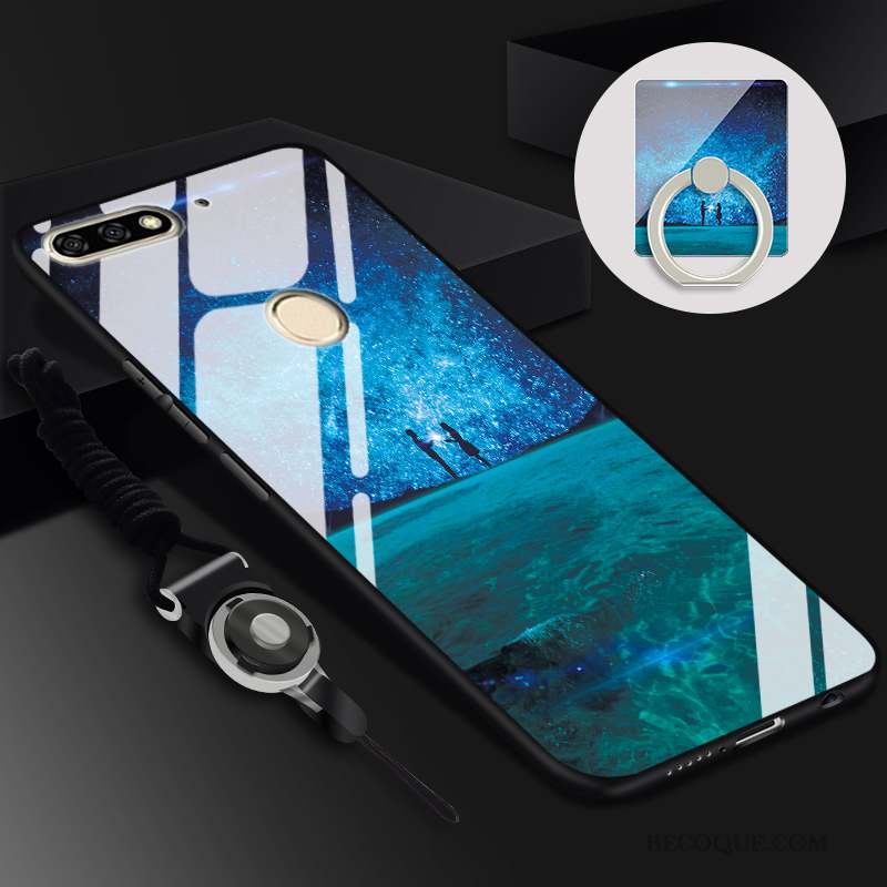 Huawei Y7 2018 Coque Étui Ornements Suspendus Anneau Protection Téléphone Portable Noir