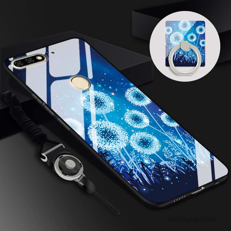 Huawei Y7 2018 Coque Étui Ornements Suspendus Anneau Protection Téléphone Portable Noir