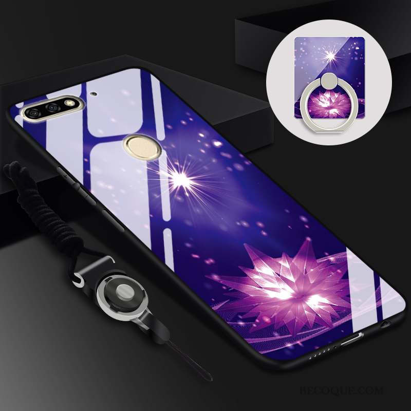 Huawei Y7 2018 Coque Étui Ornements Suspendus Anneau Protection Téléphone Portable Noir