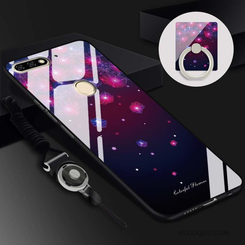 Huawei Y7 2018 Coque Étui Ornements Suspendus Anneau Protection Téléphone Portable Noir