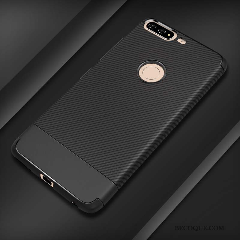 Huawei Y7 2018 Fibre Modèle Fleurie Bleu Coque De Téléphone Protection Étui