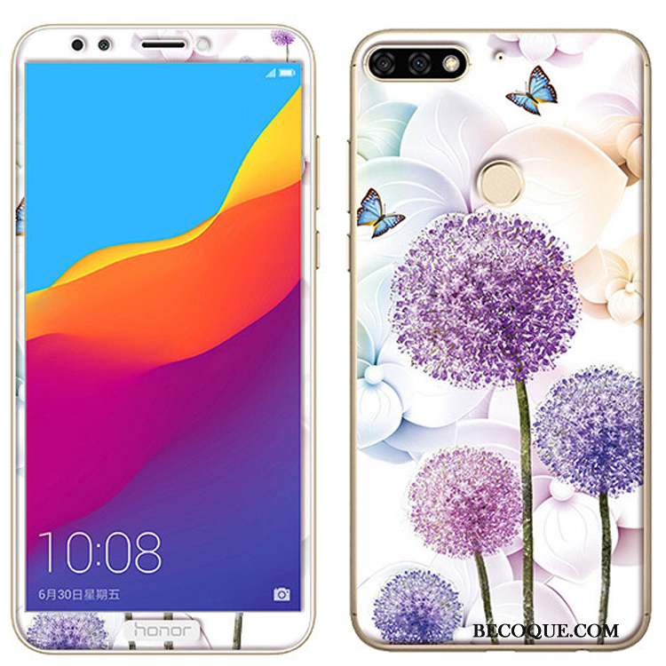 Huawei Y7 2018 Fluide Doux Membrane Coque Dessin Animé Rose De Téléphone