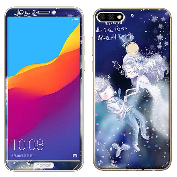 Huawei Y7 2018 Fluide Doux Membrane Coque Dessin Animé Rose De Téléphone