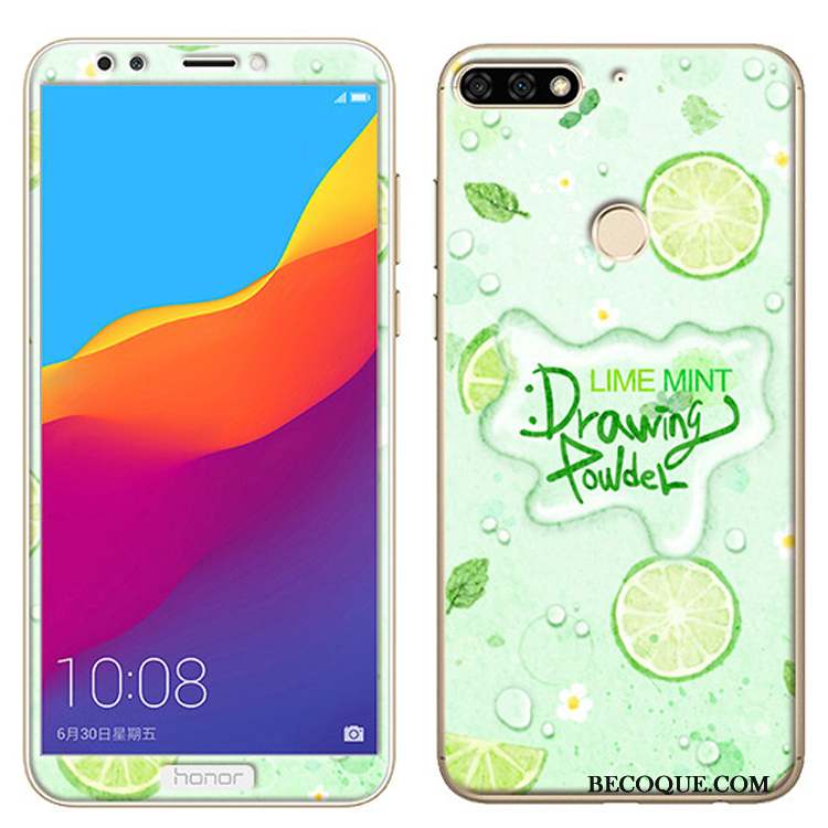 Huawei Y7 2018 Fluide Doux Membrane Coque Dessin Animé Rose De Téléphone