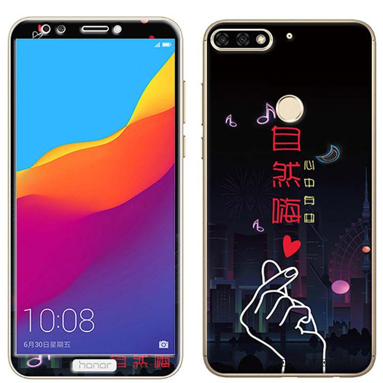 Huawei Y7 2018 Fluide Doux Membrane Coque Dessin Animé Rose De Téléphone