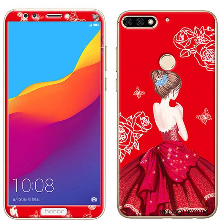 Huawei Y7 2018 Fluide Doux Membrane Coque Dessin Animé Rose De Téléphone