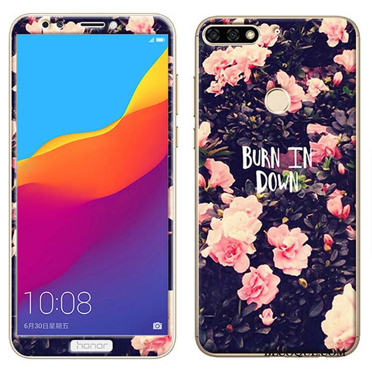 Huawei Y7 2018 Fluide Doux Membrane Coque Dessin Animé Rose De Téléphone