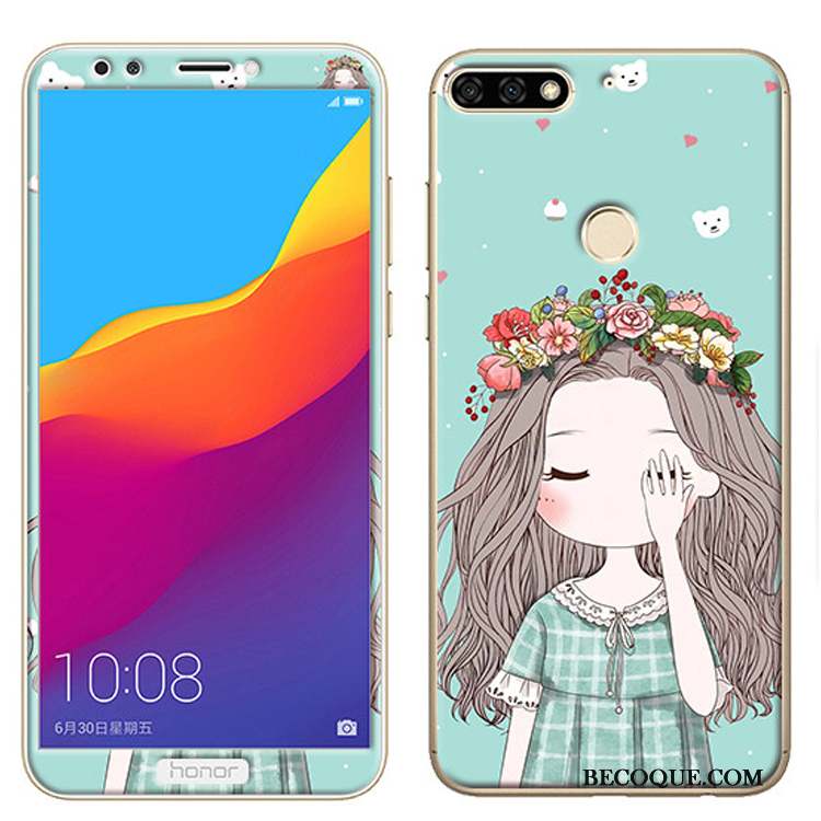 Huawei Y7 2018 Fluide Doux Membrane Coque Dessin Animé Rose De Téléphone