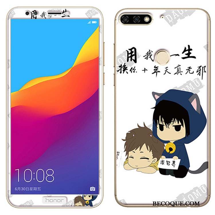 Huawei Y7 2018 Fluide Doux Membrane Coque Dessin Animé Rose De Téléphone