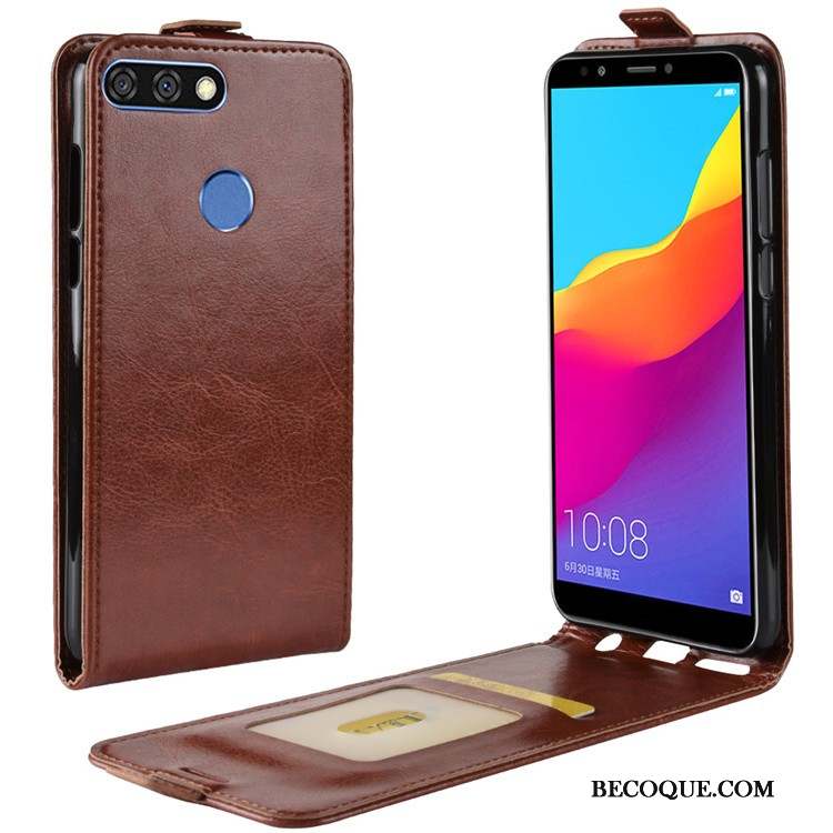 Huawei Y7 2018 Housse Noir Coque De Téléphone Étui En Cuir