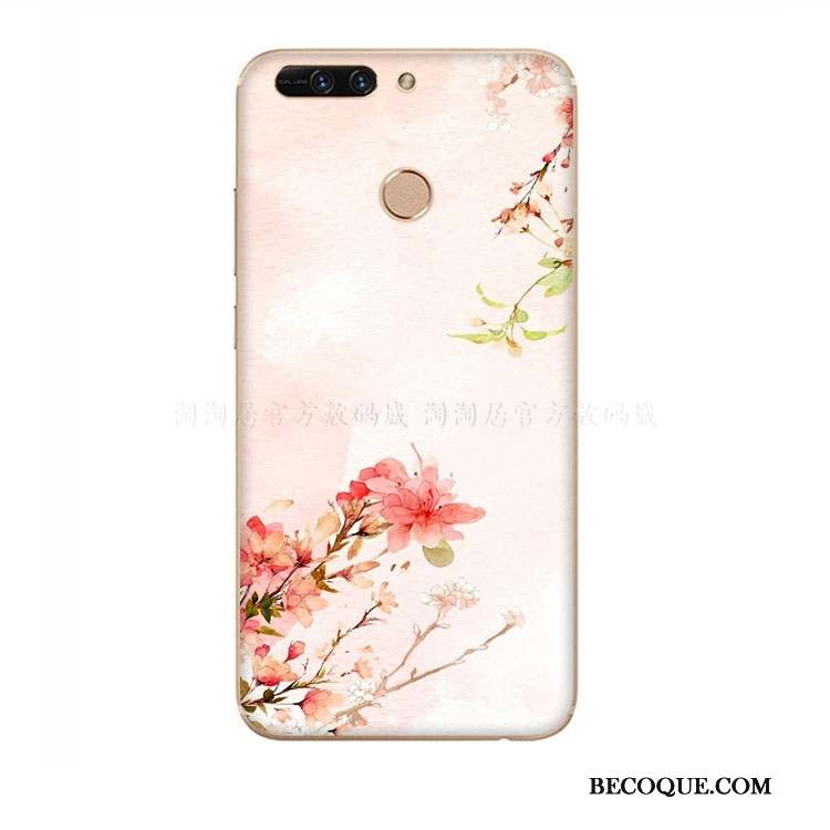 Huawei Y7 2018 Silicone Vent Étui Rose Fleur De Pêche Coque De Téléphone