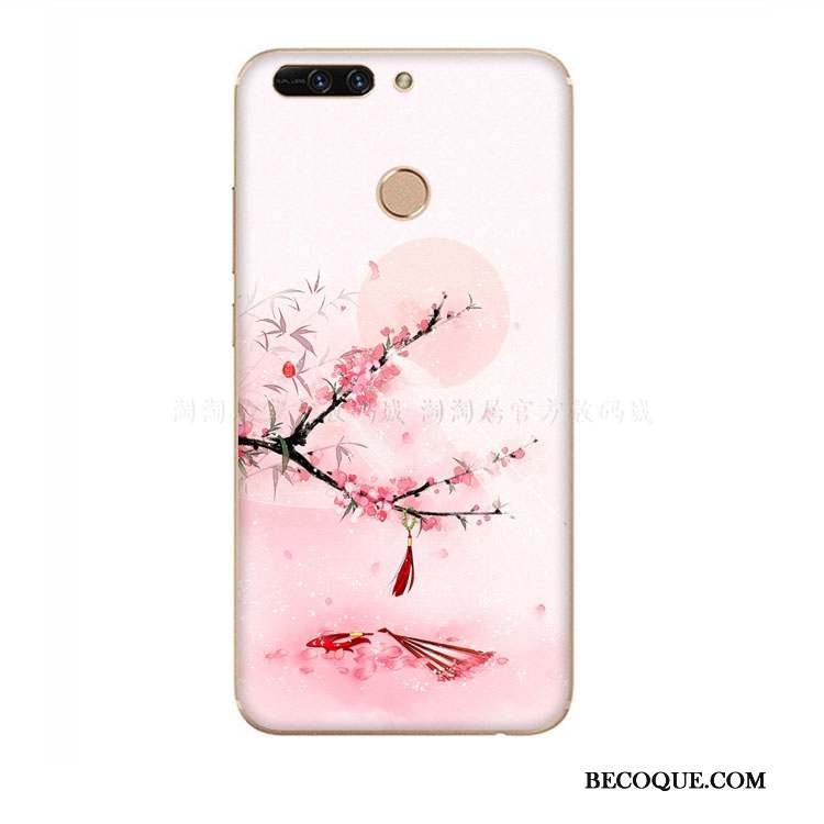 Huawei Y7 2018 Silicone Vent Étui Rose Fleur De Pêche Coque De Téléphone