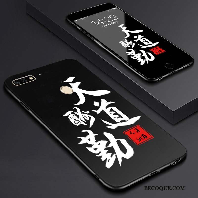 Huawei Y7 2018 Tempérer Dessin Animé Membrane Art Coque De Téléphone Noir