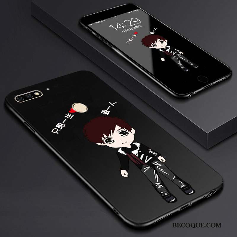 Huawei Y7 2018 Tempérer Dessin Animé Membrane Art Coque De Téléphone Noir