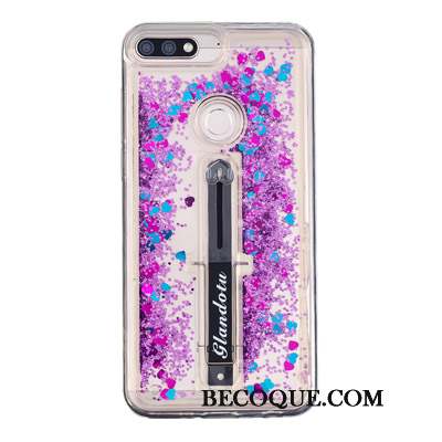 Huawei Y7 2018 Étui Violet Quicksand Ornements Suspendus Coque De Téléphone Fluide Doux