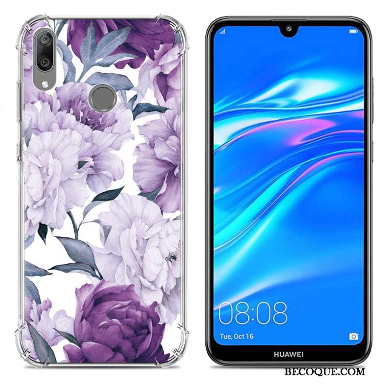Huawei Y7 2019 Coque Ballon Téléphone Portable Violet Incassable Créatif Silicone