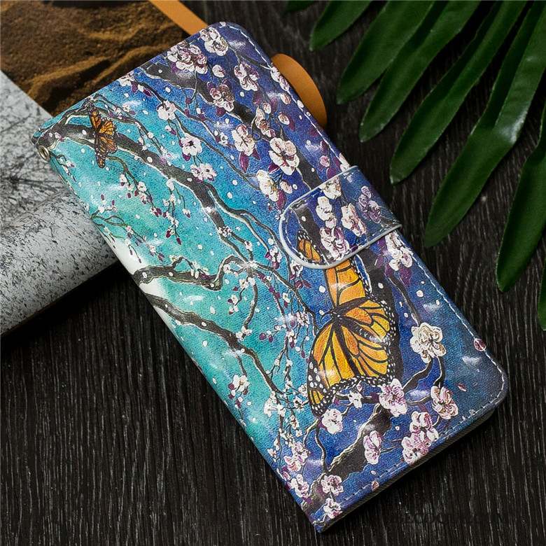 Huawei Y7 2019 Dessin Animé Bleu Fluide Doux Protection Coque De Téléphone Étui En Cuir