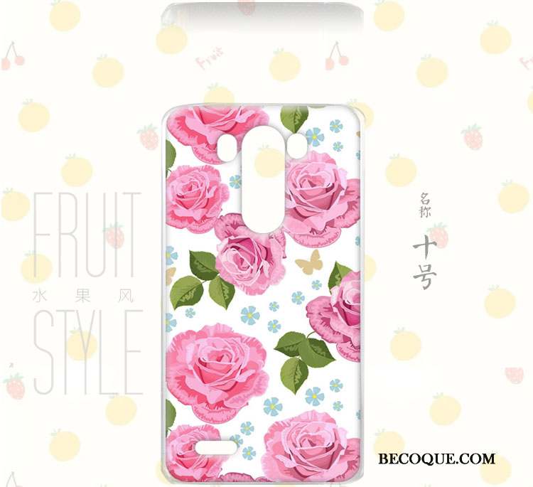 Lg G3 Coque Floral Rose Vent Incassable Peinture Fruit