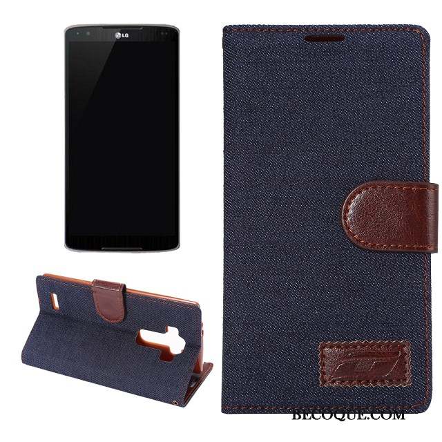 Lg G4 Coque De Téléphone Protection Tissu Étui En Cuir Bleu Téléphone Portable