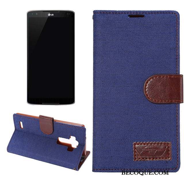 Lg G4 Coque De Téléphone Protection Tissu Étui En Cuir Bleu Téléphone Portable