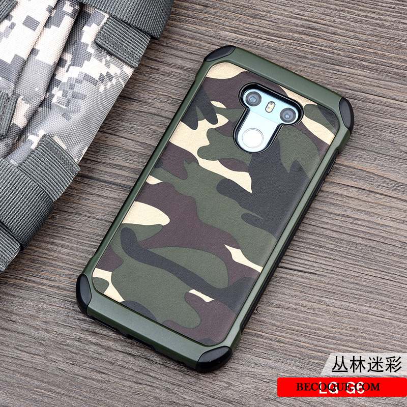 Lg G6 Coque Camouflage Vert Silicone Incassable Support Anneau