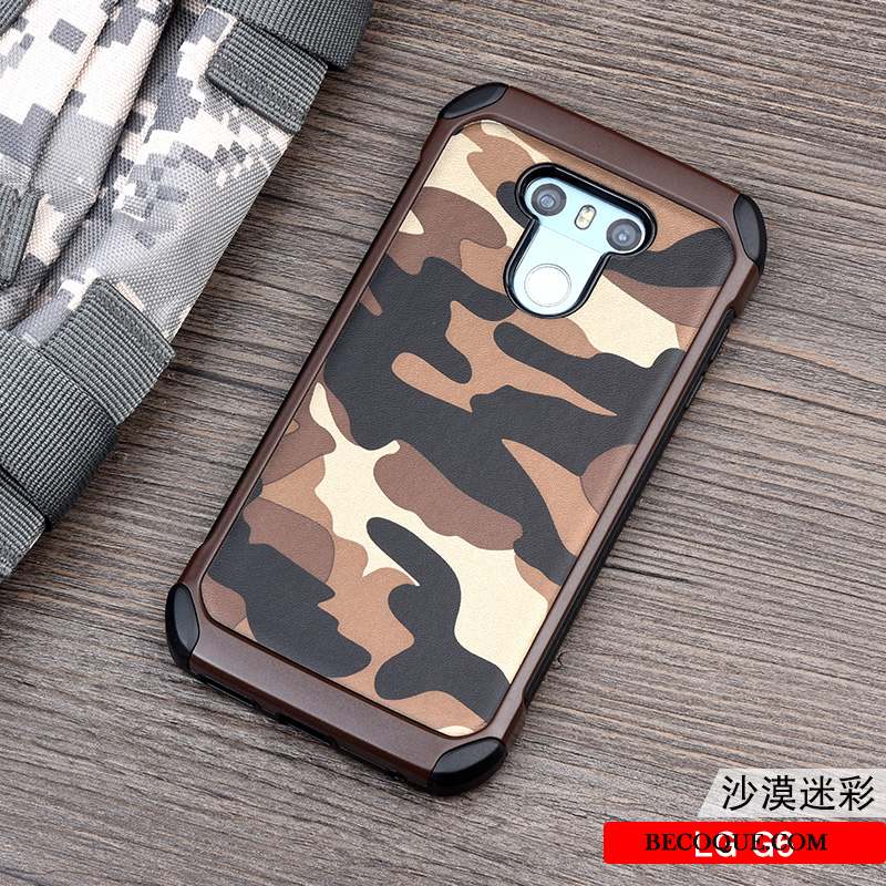 Lg G6 Coque Camouflage Vert Silicone Incassable Support Anneau