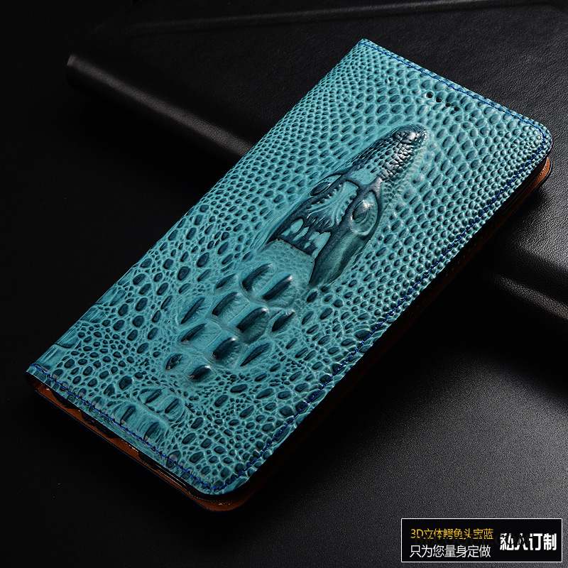 Lg G6 Coque Housse Bleu Cuir Véritable Étui En Cuir Téléphone Portable Protection